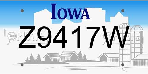Z9417W Iowa License Plate