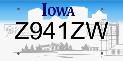 Z941ZW Iowa License Plate