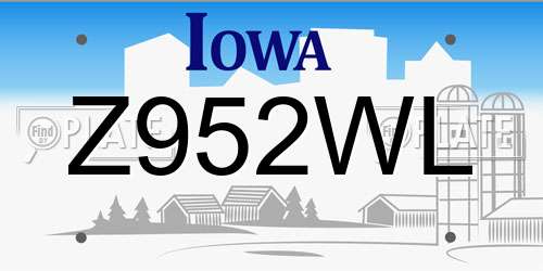 Z952WL Iowa License Plate