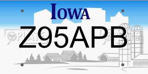 Z95APB Iowa License Plate