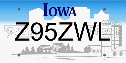 Z95ZWL Iowa License Plate