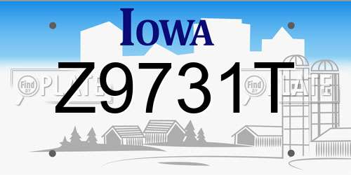 Z9731T Iowa License Plate