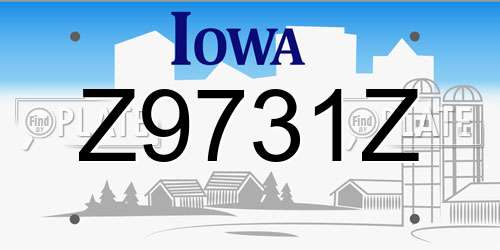 Z9731Z Iowa License Plate