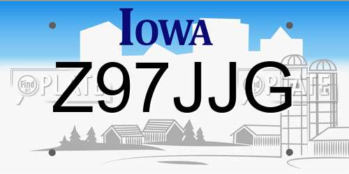 Z97JJG Iowa License Plate