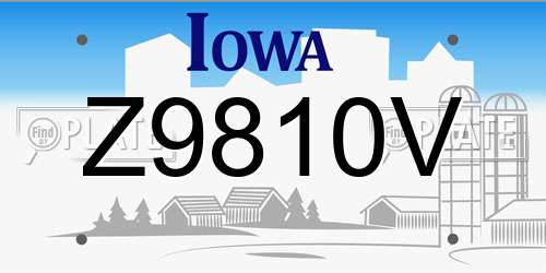 Z9810V Iowa License Plate