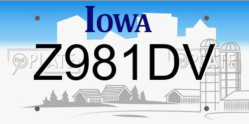 Z981DV Iowa License Plate