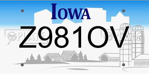 Z981OV Iowa License Plate