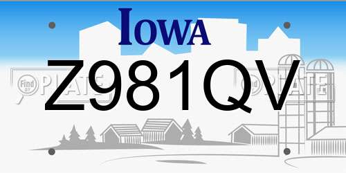Z981QV Iowa License Plate