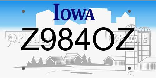 Z984OZ Iowa License Plate