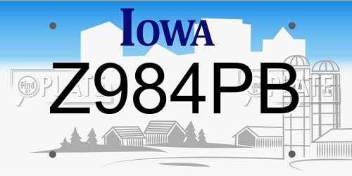 Z984PB Iowa License Plate