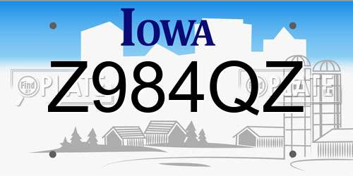 Z984QZ Iowa License Plate