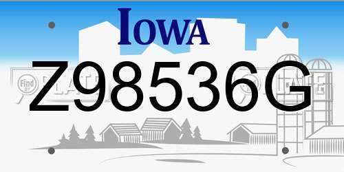 Z98536G Iowa License Plate