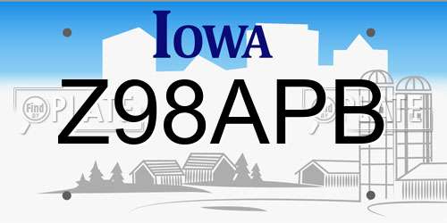 Z98APB Iowa License Plate