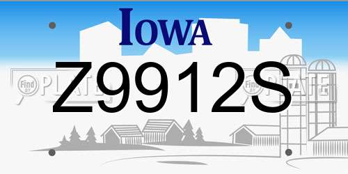 Z9912S Iowa License Plate