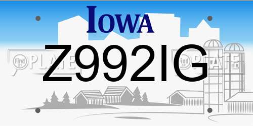 Z992IG Iowa License Plate