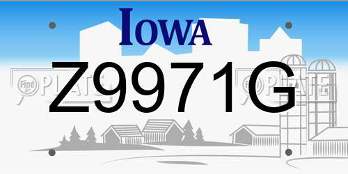 Z9971G Iowa License Plate