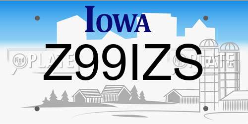 Z99IZS Iowa License Plate