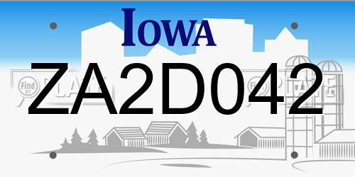 ZA2D042 Iowa License Plate