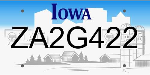 ZA2G422 Iowa License Plate