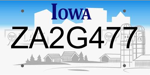 ZA2G477 Iowa License Plate