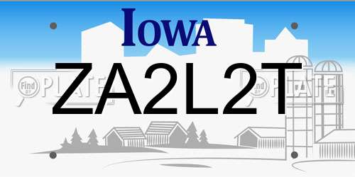 ZA2L2T Iowa License Plate
