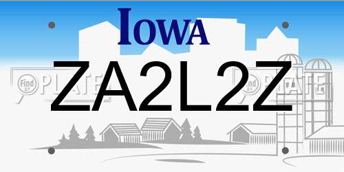 ZA2L2Z Iowa License Plate