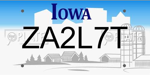 ZA2L7T Iowa License Plate