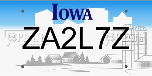 ZA2L7Z Iowa License Plate