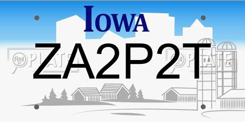 ZA2P2T Iowa License Plate