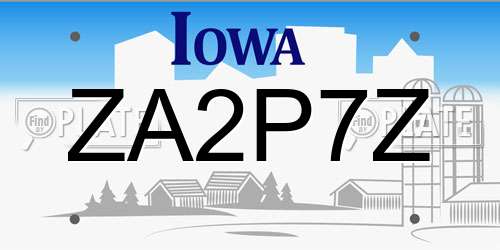 ZA2P7Z Iowa License Plate