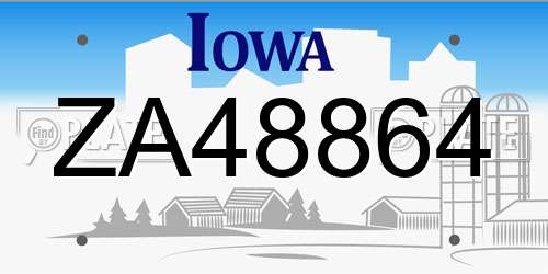ZA48864 Iowa License Plate