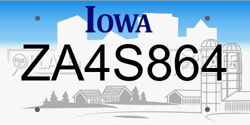 ZA4S864 Iowa License Plate