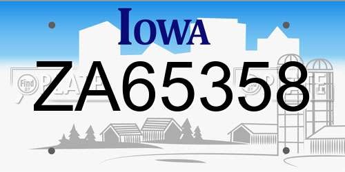 ZA65358 Iowa License Plate