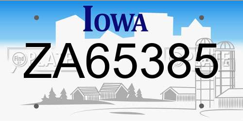 ZA65385 Iowa License Plate