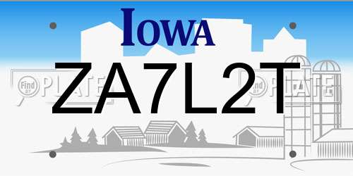ZA7L2T Iowa License Plate