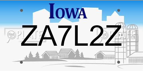 ZA7L2Z Iowa License Plate