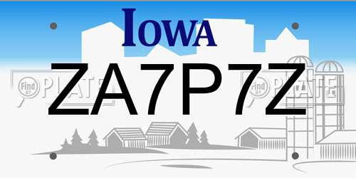 ZA7P7Z Iowa License Plate