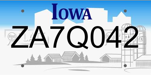 ZA7Q042 Iowa License Plate