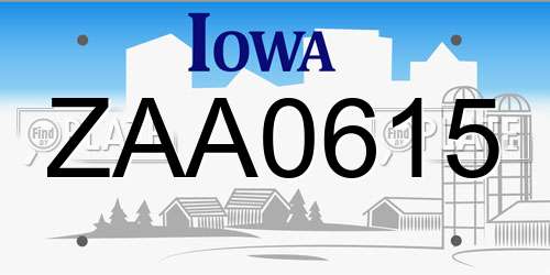 ZAA0615 Iowa License Plate