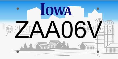 ZAA06V Iowa License Plate