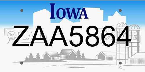 ZAA5864 Iowa License Plate