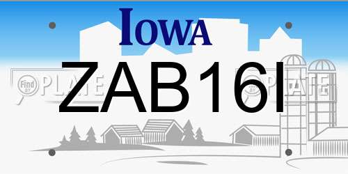 ZAB16I Iowa License Plate