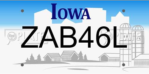 ZAB46L Iowa License Plate