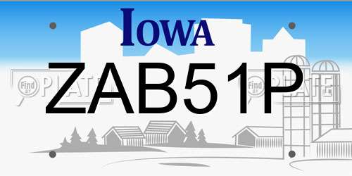 ZAB51P Iowa License Plate