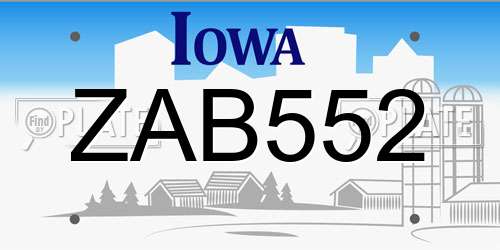 ZAB552 Iowa License Plate
