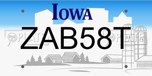 ZAB58T Iowa License Plate