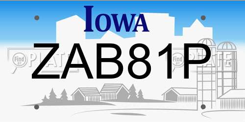 ZAB81P Iowa License Plate