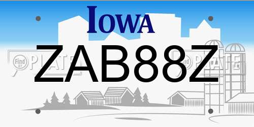 ZAB88Z Iowa License Plate