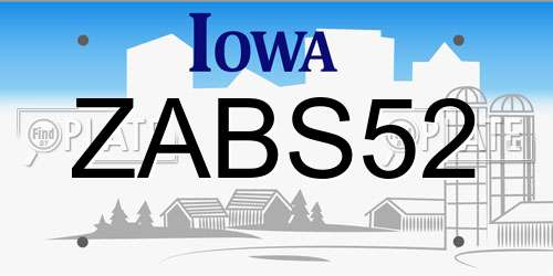 ZABS52 Iowa License Plate