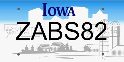 ZABS82 Iowa License Plate